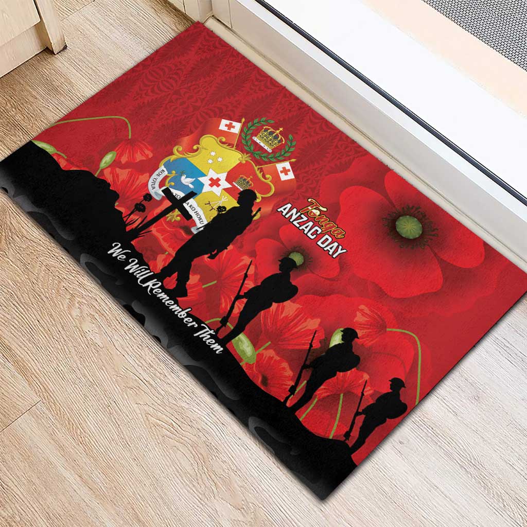 Tonga ANZAC Day Rubber Doormat Ngatu Pattern We Will Remember Them LT14 - Polynesian Pride
