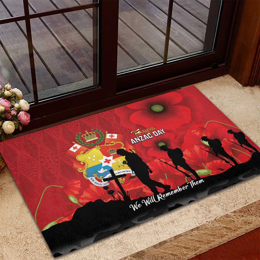 Tonga ANZAC Day Rubber Doormat Ngatu Pattern We Will Remember Them LT14 - Polynesian Pride