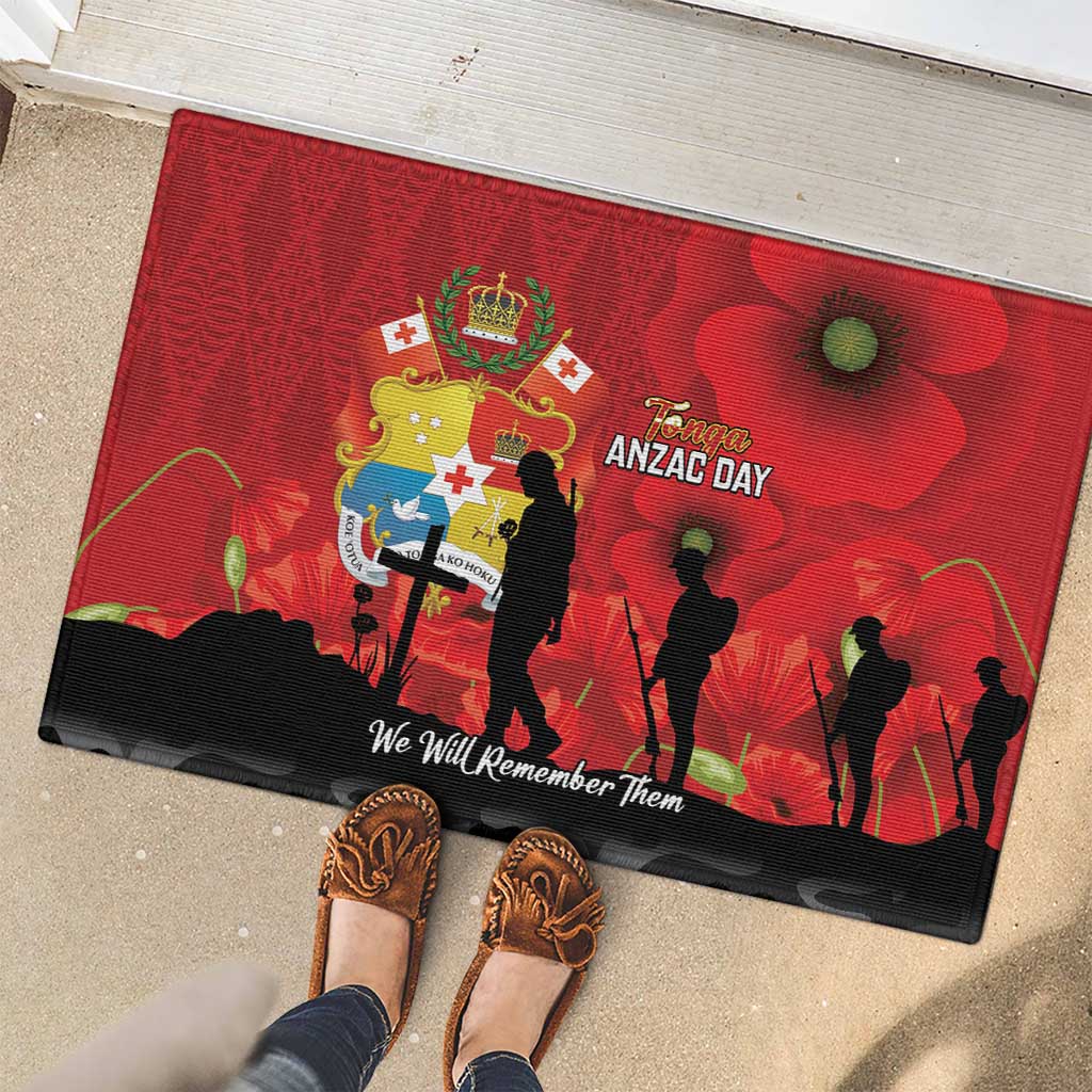 Tonga ANZAC Day Rubber Doormat Ngatu Pattern We Will Remember Them LT14 - Polynesian Pride