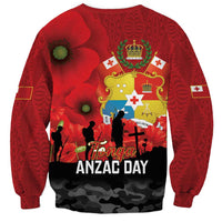 Tonga ANZAC Day Sweatshirt Ngatu Pattern We Will Remember Them LT14 - Polynesian Pride