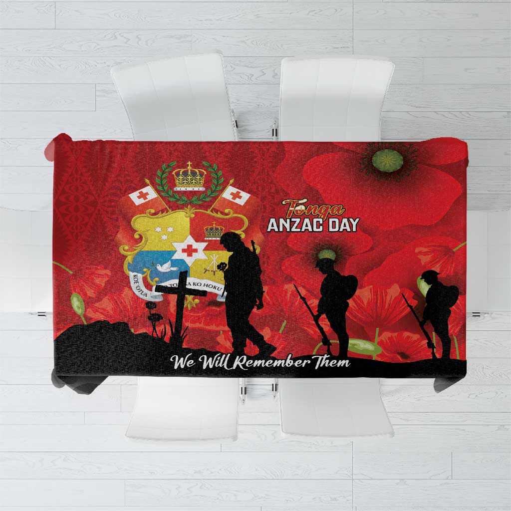 Tonga ANZAC Day Tablecloth Ngatu Pattern We Will Remember Them LT14 Red - Polynesian Pride