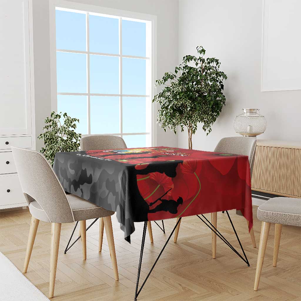 Tonga ANZAC Day Tablecloth Ngatu Pattern We Will Remember Them LT14 - Polynesian Pride