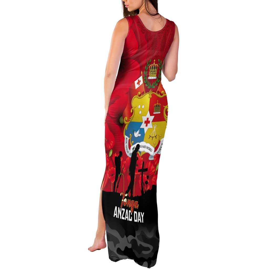 Tonga ANZAC Day Tank Maxi Dress Ngatu Pattern We Will Remember Them