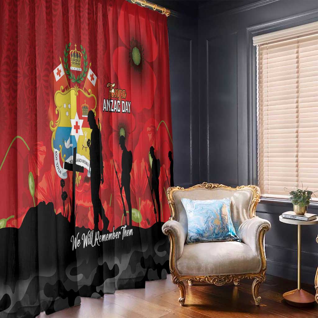 Tonga ANZAC Day Window Curtain Ngatu Pattern We Will Remember Them LT14 - Polynesian Pride