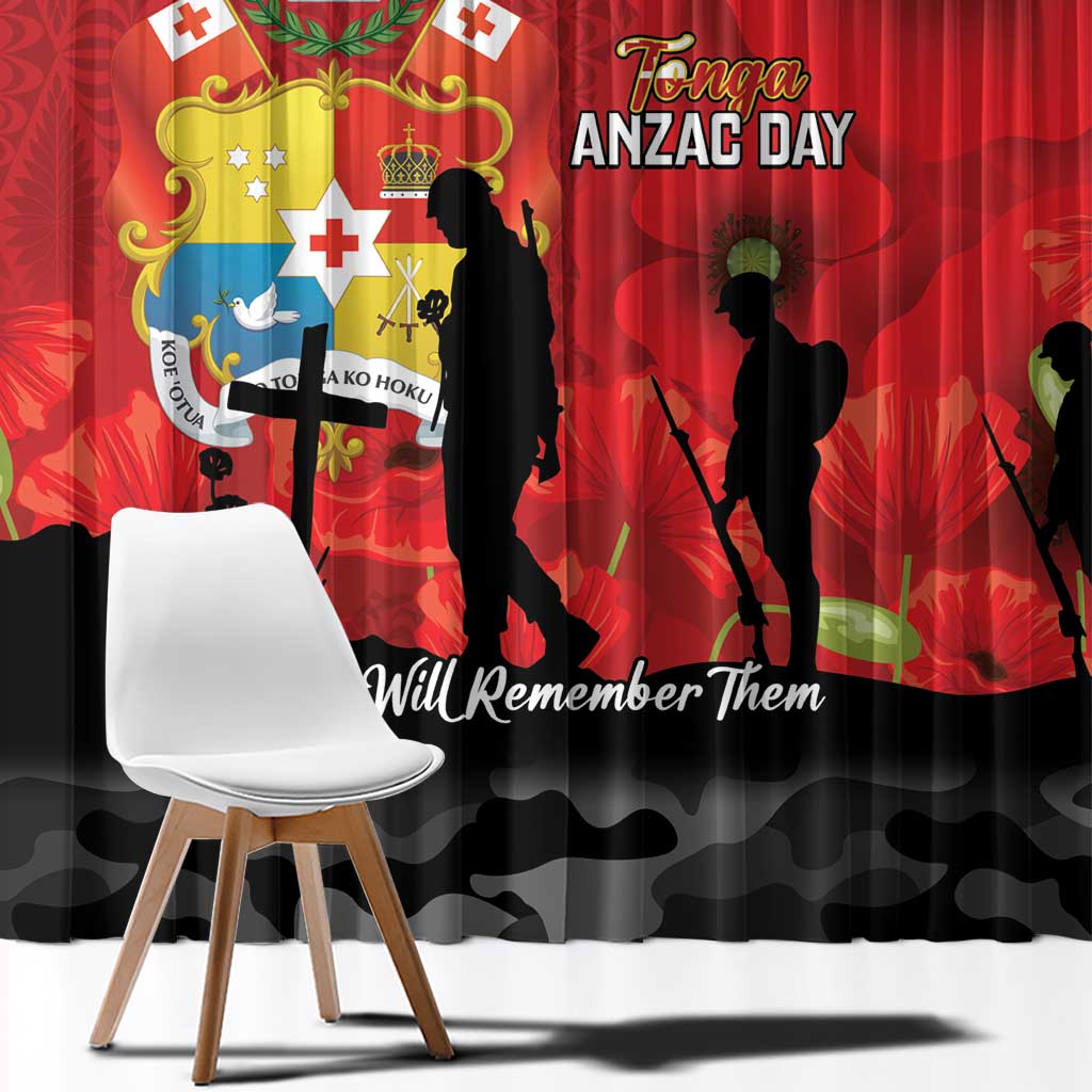 Tonga ANZAC Day Window Curtain Ngatu Pattern We Will Remember Them LT14 - Polynesian Pride