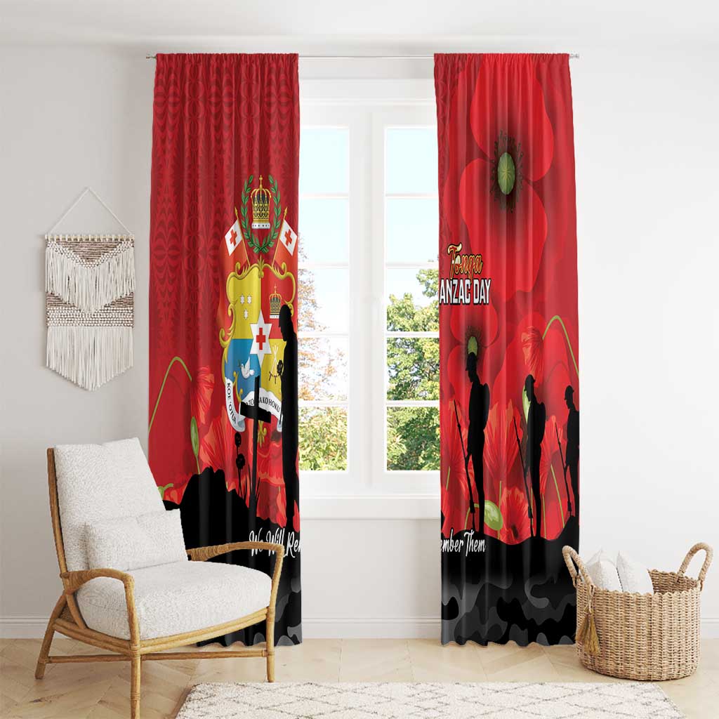 Tonga ANZAC Day Window Curtain Ngatu Pattern We Will Remember Them LT14 - Polynesian Pride