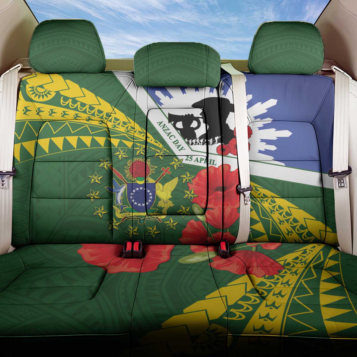 Cook Islands ANZAC Day Back Car Seat Cover Last Post Lest We Forget