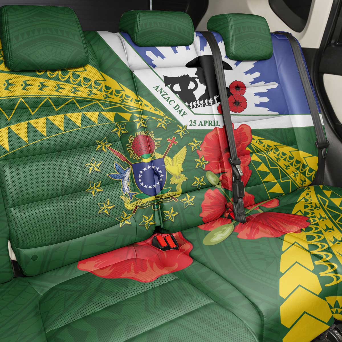 Cook Islands ANZAC Day Back Car Seat Cover Last Post Lest We Forget