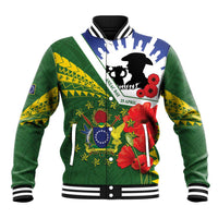 Cook Islands ANZAC Day Baseball Jacket Last Post Lest We Forget LT14 Unisex Green - Polynesian Pride