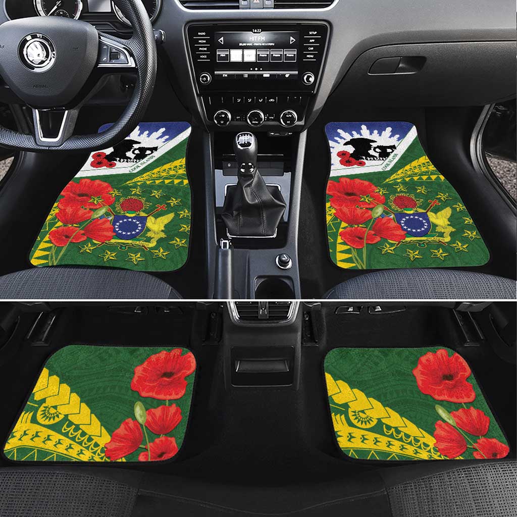 Cook Islands ANZAC Day Car Mats Last Post Lest We Forget LT14 Set 4pcs Green - Polynesian Pride