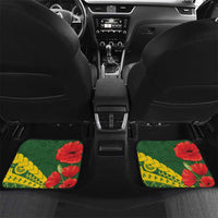 Cook Islands ANZAC Day Car Mats Last Post Lest We Forget LT14 Set 2pcs - Back Green - Polynesian Pride