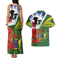 Cook Islands ANZAC Day Couples Matching Tank Maxi Dress and Hawaiian Shirt Last Post Lest We Forget LT14 - Polynesian Pride
