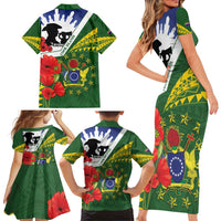 Cook Islands ANZAC Day Family Matching Short Sleeve Bodycon Dress and Hawaiian Shirt Last Post Lest We Forget