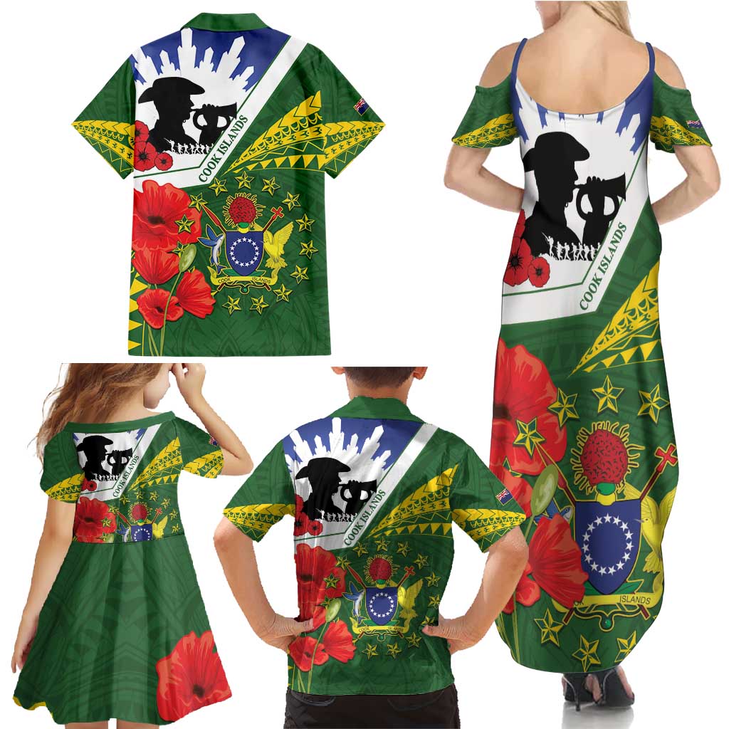 Cook Islands ANZAC Day Family Matching Summer Maxi Dress and Hawaiian Shirt Last Post Lest We Forget