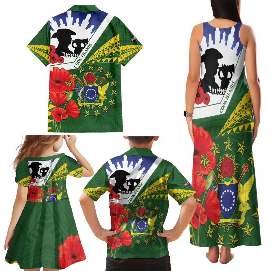 Cook Islands ANZAC Day Family Matching Tank Maxi Dress and Hawaiian Shirt Last Post Lest We Forget