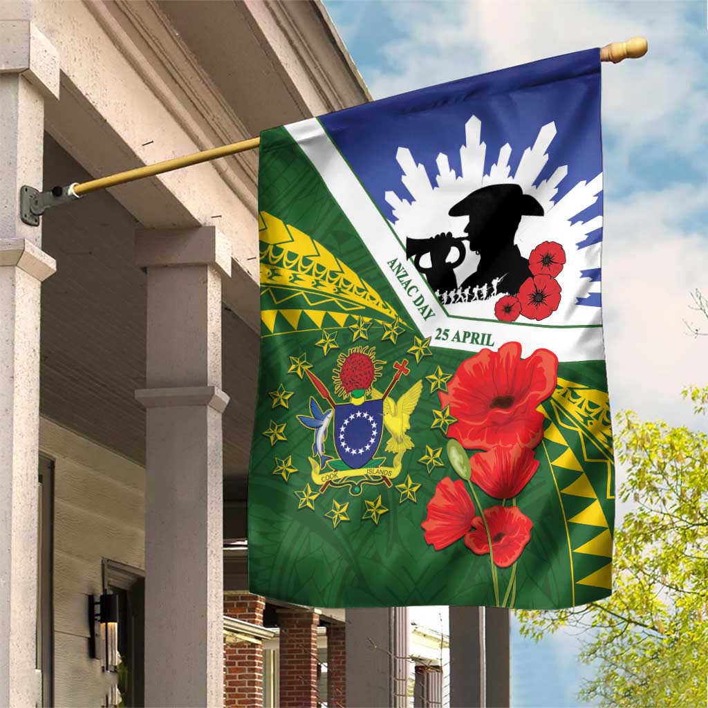 Cook Islands ANZAC Day Garden Flag Last Post Lest We Forget LT14 House Flag Green - Polynesian Pride