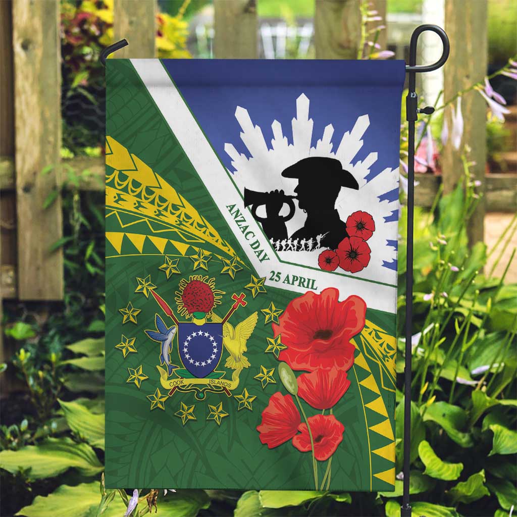 Cook Islands ANZAC Day Garden Flag Last Post Lest We Forget LT14 Garden Flag Green - Polynesian Pride