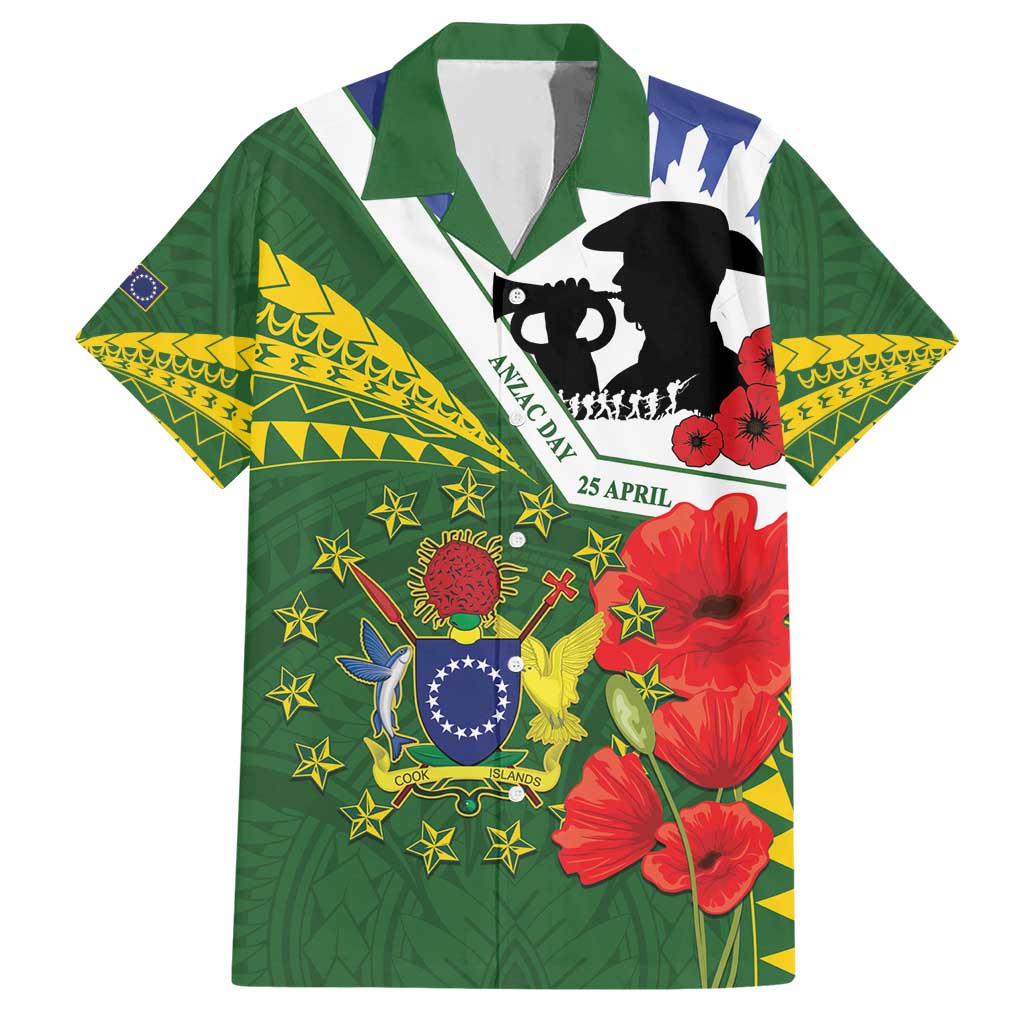 Cook Islands ANZAC Day Hawaiian Shirt Last Post Lest We Forget LT14 Green - Polynesian Pride