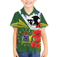 Cook Islands ANZAC Day Kid Hawaiian Shirt Last Post Lest We Forget LT14 Kid Green - Polynesian Pride