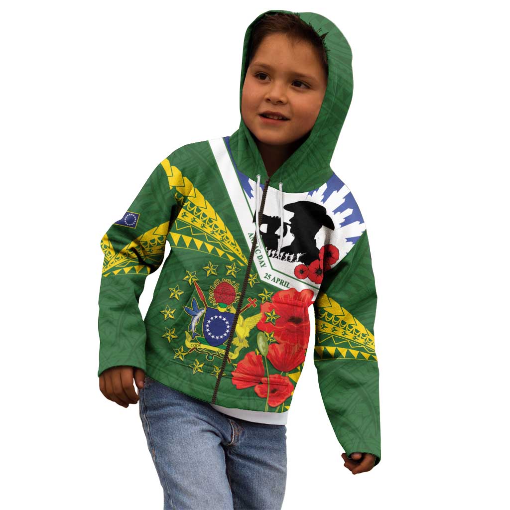 Cook Islands ANZAC Day Kid Hoodie Last Post Lest We Forget