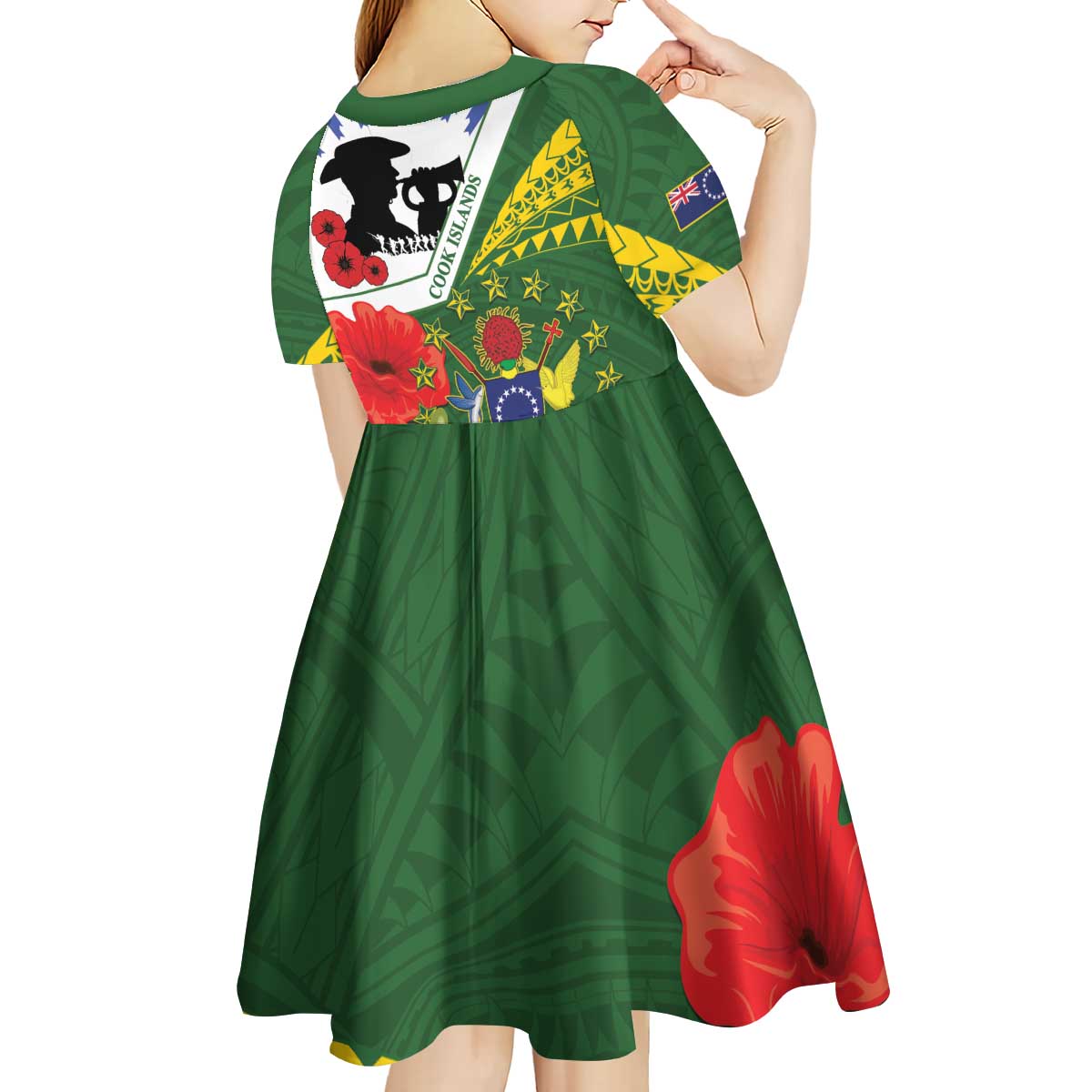 Cook Islands ANZAC Day Kid Short Sleeve Dress Last Post Lest We Forget