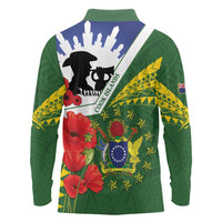 Cook Islands ANZAC Day Long Sleeve Polo Shirt Last Post Lest We Forget