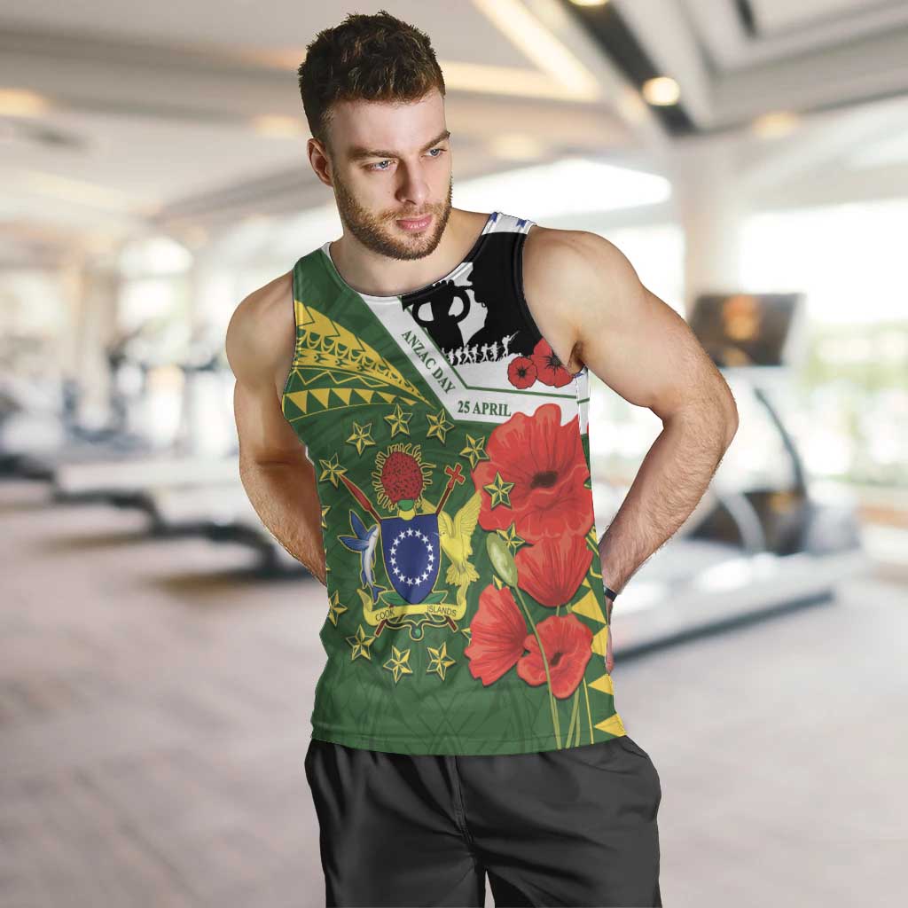 Cook Islands ANZAC Day Men Tank Top Last Post Lest We Forget LT14 Green - Polynesian Pride