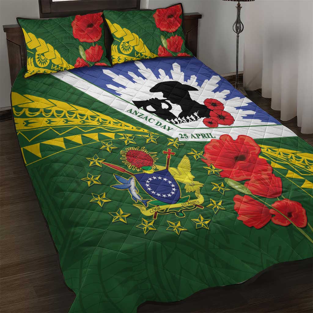 Cook Islands ANZAC Day Quilt Bed Set Last Post Lest We Forget LT14 Green - Polynesian Pride