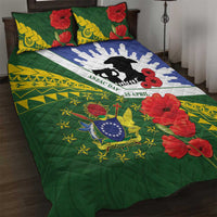 Cook Islands ANZAC Day Quilt Bed Set Last Post Lest We Forget LT14 Green - Polynesian Pride