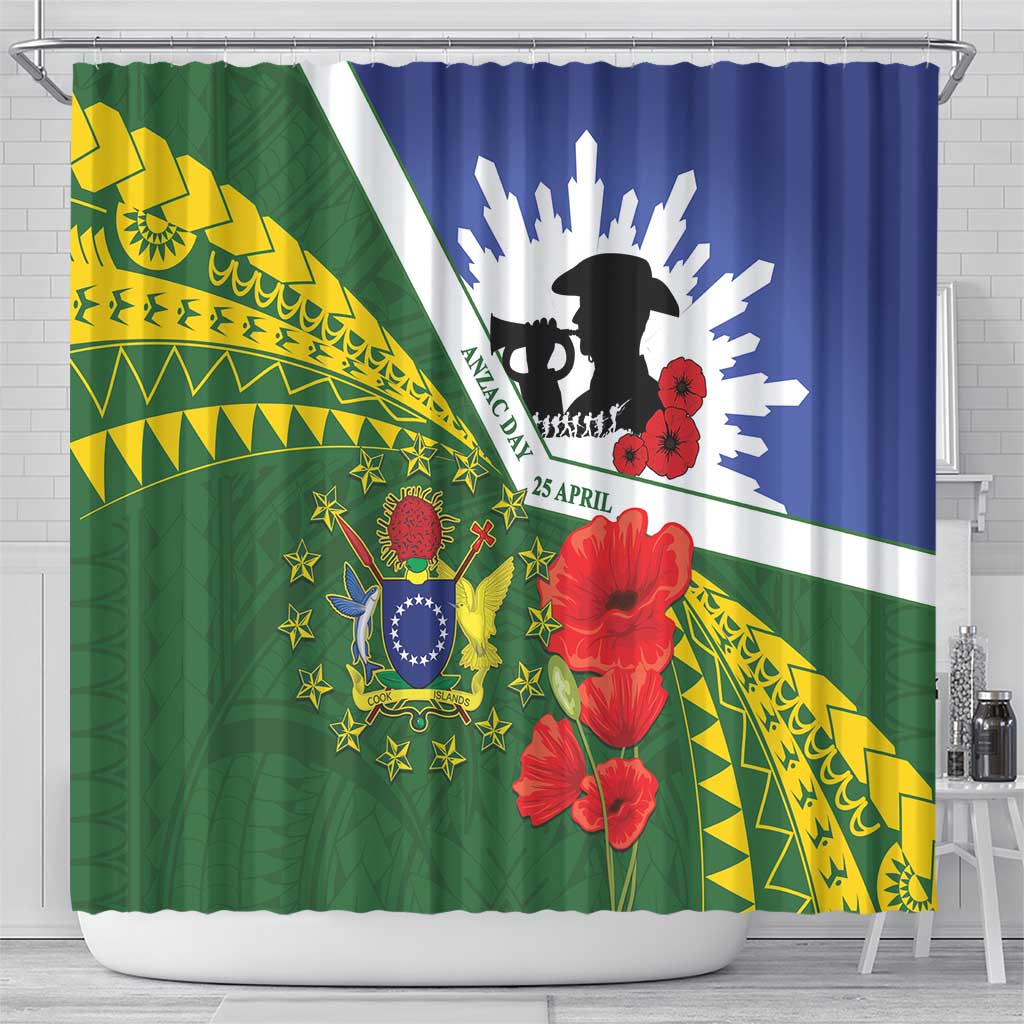 Cook Islands ANZAC Day Shower Curtain Last Post Lest We Forget
