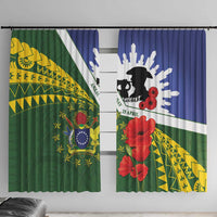 Cook Islands ANZAC Day Window Curtain Last Post Lest We Forget LT14 With Hooks Green - Polynesian Pride