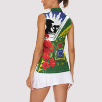 Cook Islands ANZAC Day Women Sleeveless Polo Shirt Last Post Lest We Forget