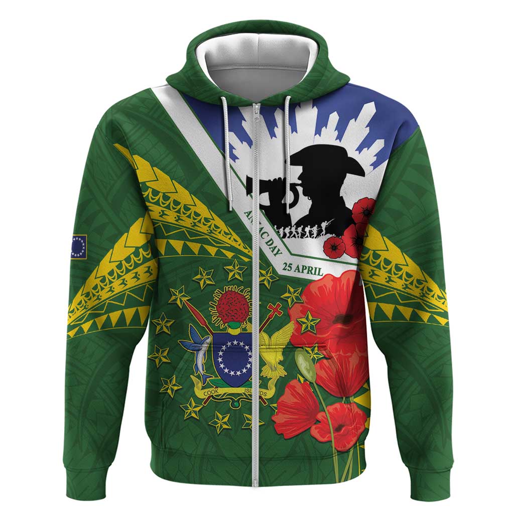 Cook Islands ANZAC Day Zip Hoodie Last Post Lest We Forget