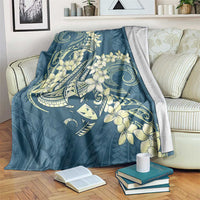 Cyan Polynesia Hammerhead Shark Tattoo With Plumeria Lei Blanket LT14 Cyan - Polynesian Pride