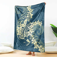Cyan Polynesia Hammerhead Shark Tattoo With Plumeria Lei Blanket LT14 - Polynesian Pride