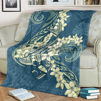 Cyan Polynesia Hammerhead Shark Tattoo With Plumeria Lei Blanket LT14 - Polynesian Pride