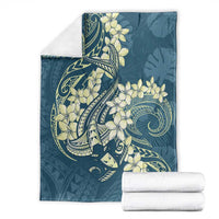 Cyan Polynesia Hammerhead Shark Tattoo With Plumeria Lei Blanket LT14 - Polynesian Pride