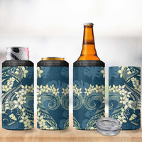 Cyan Polynesia Hammerhead Shark Tattoo With Plumeria Lei 4 in 1 Can Cooler Tumbler LT14 - Polynesian Pride