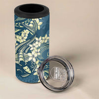 Cyan Polynesia Hammerhead Shark Tattoo With Plumeria Lei 4 in 1 Can Cooler Tumbler LT14 - Polynesian Pride