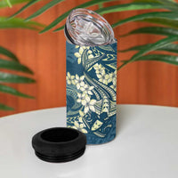 Cyan Polynesia Hammerhead Shark Tattoo With Plumeria Lei 4 in 1 Can Cooler Tumbler LT14 - Polynesian Pride