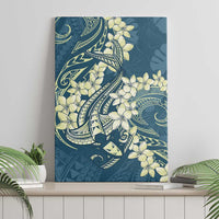 Cyan Polynesia Hammerhead Shark Tattoo With Plumeria Lei Canvas Wall Art LT14 - Polynesian Pride