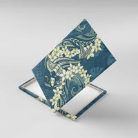 Cyan Polynesia Hammerhead Shark Tattoo With Plumeria Lei Canvas Wall Art LT14 With Frame Cyan - Polynesian Pride