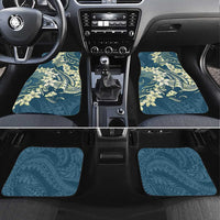 Cyan Polynesia Hammerhead Shark Tattoo With Plumeria Lei Car Mats LT14 Set 4pcs Cyan - Polynesian Pride