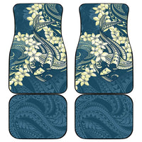 Cyan Polynesia Hammerhead Shark Tattoo With Plumeria Lei Car Mats LT14 - Polynesian Pride