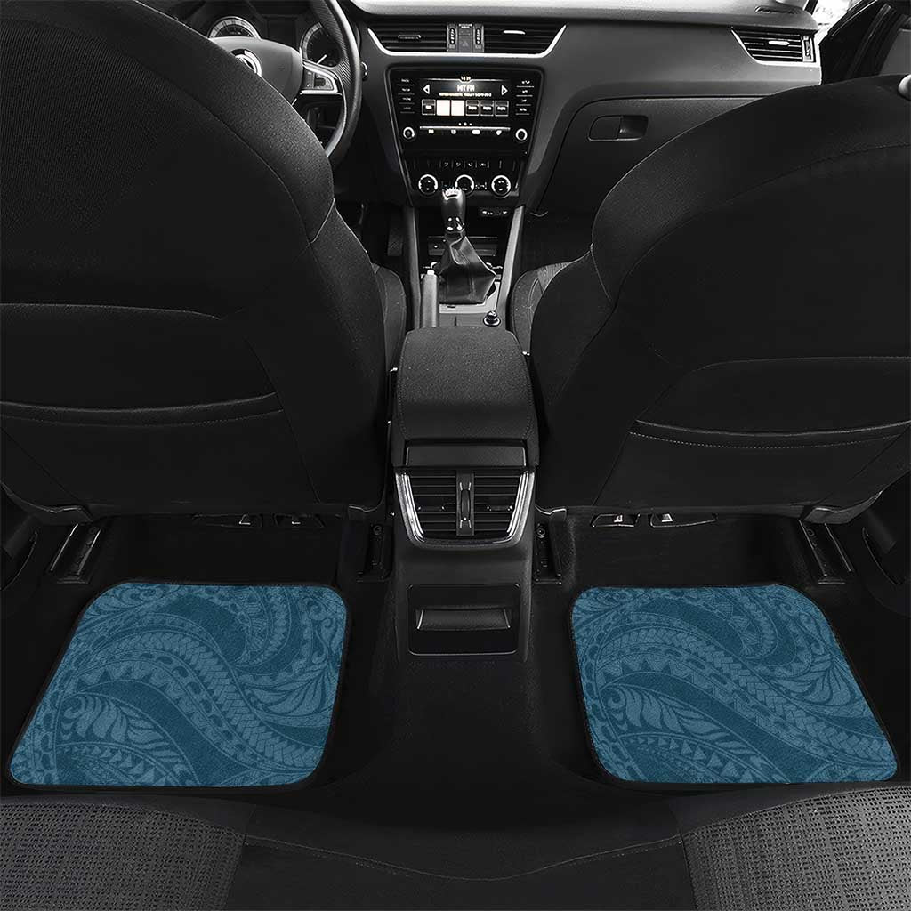 Cyan Polynesia Hammerhead Shark Tattoo With Plumeria Lei Car Mats LT14 Set 2pcs - Back Cyan - Polynesian Pride