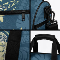 Cyan Polynesia Hammerhead Shark Tattoo With Plumeria Lei Duffle Bag LT14 - Polynesian Pride