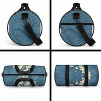 Cyan Polynesia Hammerhead Shark Tattoo With Plumeria Lei Duffle Bag LT14 - Polynesian Pride