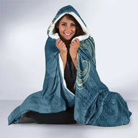 Cyan Polynesia Hammerhead Shark Tattoo With Plumeria Lei Hooded Blanket LT14 - Polynesian Pride