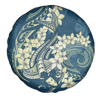 Cyan Polynesia Hammerhead Shark Tattoo With Plumeria Lei Spare Tire Cover
