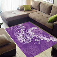 Purple Polynesia Hammerhead Shark Tattoo With Plumeria Lei Area Rug